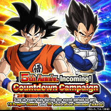 Watch goku defend the earth against evil on funimation! Dragon Ball Z Dokkan Battle On Twitter 5th Anniv Incoming Countdown Campaign Get Dragon Stone And Celebration Summon Ticket Every Day In Addition Sta Restoring Time Will Be Reduced From 5 Minutes