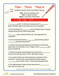 Their There They Re Grammar Lesson Plans Worksheets