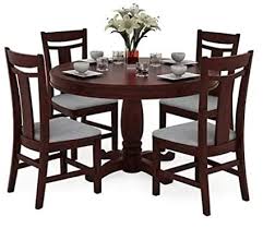 Amish tables is the premier source for quality amish dining tables that can accommodate everyone in your household (and more!). Shilpi Handmade 4 Seater Wooden Dining Round Shape Table Set Cushioned Cover Seating Chair Amazon In Furniture