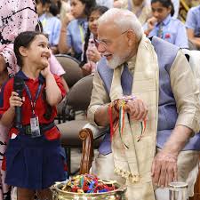 PM Narendra Modi shares glimpses of Rakshabandhan as he celebrates with young students. See pics