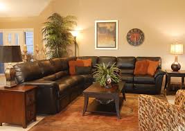 Furniture Black Leather Lazy Boy Sectionals With Rustic Coffee Table And Beige Fur Rug Plu Brown Living Room Sectional Living Room Decor Brown Sectional Decor