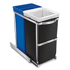 Amazon Com Simplehuman 35 Liter 9 3 Gallon Under Counter Kitchen Pull Out Recycling Trash Can Heavy Duty Steel Kitchen Trash Cans Simplehuman Recycle Trash
