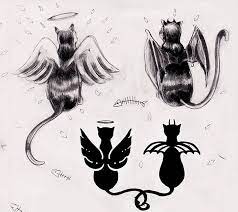 I finally buckled down and just got to it! Cats Angel And Devil Tattoo On Behance
