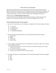 pre op test assessment