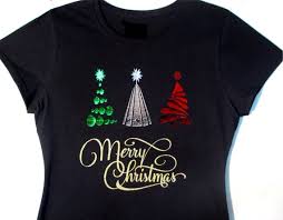 Glitter And Foil Tshirt Christmas Trees Merry Christmas Lat Sportswear Brand Ringspun Cotton Long Sleeve Or Short Sleeve Premium Shirt