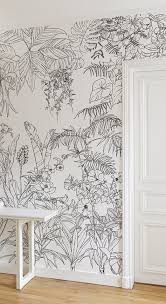 Black And White Tropical Mural Wallpaper Ohmywall Jungle Tropical Black And White Big Pano Ohmywall Papier Peint Jungle Tropical Noir Et Blanc Big In 2020 Wall Murals Painted Bedroom Murals Wall Drawing