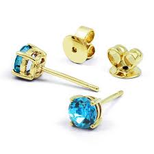 T.w.) $450.00 sale $247.50 extra 20% off use: 18ct Yellow Gold Natural Solitaire Blue Topaz Earrings Diamond Boutique
