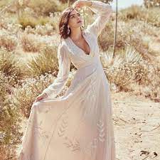 Bhldn Champagne Polyester Belize Casual Wedding Dress Size 8 M 12 Off Retail Casual Wedding Dress Bohemian Style Wedding Dresses Wedding Dress Sizes