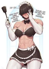 Rule 34 - 1girls Abs Athletic Athletic Female Blinding Bangs Blush Blushing  At Viewer Hair Over Eyes Looking At Viewer Maid Maid Headdress Maid Outfit  Maid Uniform Muscular Muscular Female Original Original