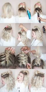 Start by making a center part and french braid on each side. 20 Easy Holiday Hairstyles For Medium To Long Length Hair Hair Styles Short Hair Styles Braids For Short Hair