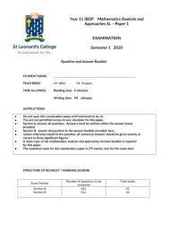 Mathematics Analysis And Approaches Formula Booklet Pdf Free Download