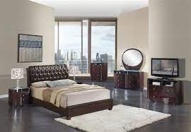 Brown Wenge Wood Pu Master Bedroom Set Master Bedroom Set Queen Bedroom Furniture Global Furniture