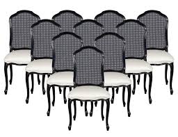 If you're looking for something a little more modern, consider our montreal dark solid oak dining chairs or the reni leather dining chair, all of which have been superbly designed. Set Of 10 Sculpted Italian Louis Xv Style Cane Back Dining Chairs In Black For Sale At 1stdibs