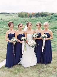 Navy dresses and yellow bouquets at rustic estate wedding in ladue, missouri. Navy Blue Bridesmaid Dresses You Will Love My Sweet Engagement