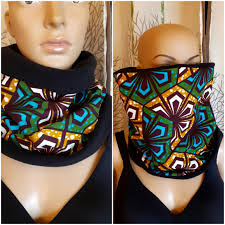 FAST DELIVERY Snood Neck Warmer, Black Turquoise Duck Blue and Wax Fleece  Scarf.