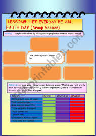 Group Session Let Every Day Be An Earth Day Esl Worksheet
