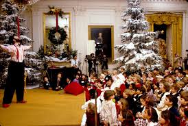 Nancy reagan white house christmas decorations. White House History On Twitter First Lady Nancy Reagan Sits Among An Audience Of Children Enjoying The Entertainment Of A Clown In The Festively Decorated East Room Of The White House At