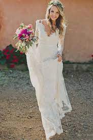 Vintage Long Sleeve Lace Pattern Wedding Dress With Ribbon Boho Wedding Dress Lace Backless Lace Wedding Dress Boho Wedding Dress