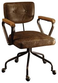 Enjoy free shipping on most stuff, even big stuff. Metal Leather Executive Office Chair Brown Industrial Office Chairs By Benzara Woodland Imprts The Urban Port