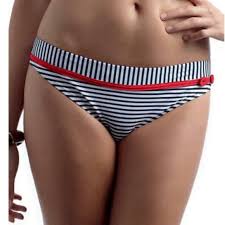 PANACHE LUCILLE LOW RISE BIKINI BRIEF NAVY BLUE WHITE RED STRIPE SIZE S…