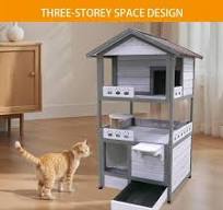 cenadinz 3-Tires Outdoor Solid Wood Cat House Weatherproof ...