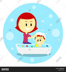 How to use baby bath tub for giving a bath? Mom Bathing Her Baby Vector Photo Free Trial Bigstock