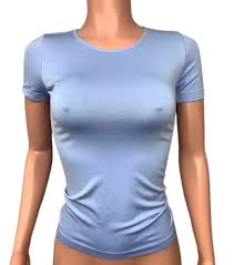 Light Powder Blue Seamless Crewneck Second Skin Tight Tee T-shirt Top Nwt  OS | eBay