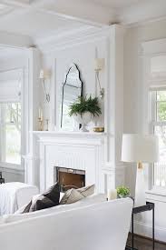 Benjamin Moore Decorator White Coffered Ceiling Trim And Fireplace Are Painted In Farmhouse Interior Decorators White Benjamin Moore Ceiling Lights Living Room
