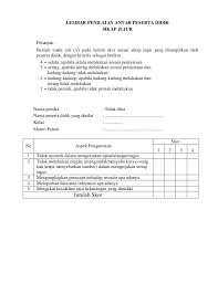 Instrumen Lembar Penilaian Antar Peserta Didik Sikap Words Teks Sheet Music