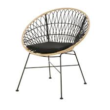 Silla De Jardin De Resina Negra Con Efecto Ratan Fauteuil Jardin Maison Du Monde Jardin Et Fauteuil