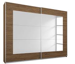 Mobel Select Armoire A Portes Coulissantes Marron Et Miroir Brian 181 Lestendances Fr Porte Coulissante Miroir Armoire