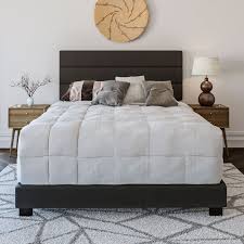 Ships free orders over $39. Premier Rapallo Upholstered Faux Leather Tri Panel Channel Headboard Platform Bed Frame King Black Walmart Com Walmart Com