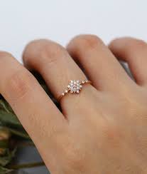 Rose Gold Engagement Ring Diamond Cluster Ring Unique Etsy Rose Gold Engagement Ring Engagement Ring Gift Gold Ring Designs