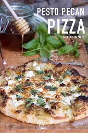 How To Make A Pesto Pizza With Goat Cheese Honey Recipe Pesto Pizza Pizza Oven Recipes Pesto