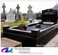 European Style Black Granite Carving Cross Around Large Stone Monument