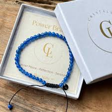 Pulsera de piedra de Buda con amuleto de fuerza de ágata azul caramelo natural