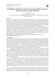 PDF) Profitability of Public and Private Commercial Banks in Algeria: Panel  data analysis during 1997-2012