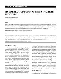 Pdf Pengumpulan Data Dalam Penelitian Kualitatif Wawancara