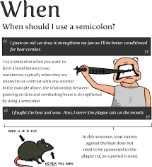 If you are a student taking the sat or act, you should absolutely just focus on the grammatical answer (below) when learning the difference between a colon and a semicolon.it's very simple. How To Use A Semicolon The Oatmeal