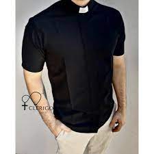 Camisa Clerical Preta Manga Curta Shopee Brasil