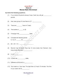 mental math worksheet for class 2 set 2 elearnbuzz