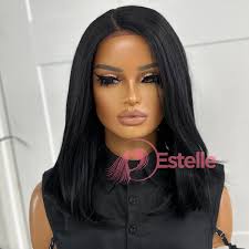 16” Straight Bob in Jet Black with Side Part-Anne