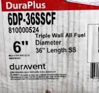 DuraVent DuraPlus Triple Wall Chimney Stove Pipe 6"x36" (6DP-36SS)