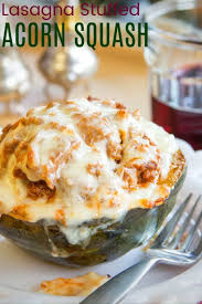 Cheesy Lasagna Stuffed Acorn Squash Recipe Cupcakes Kale Chips Recipe Acorn Squash Recipes Italian Comfort Food Acorn Squash