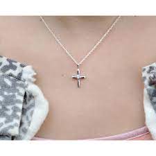 I Like This But It Seems To Only Be Available In Sterling Silver Sterling Silver Cross Baptism Necklace Girls Necklaces