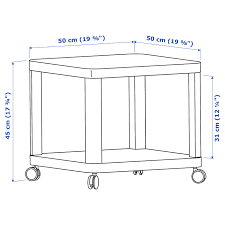 Bamboo (frame), steel (shelf), and acrylic (top) super light and easy to assemble/disassemble. Tingby Side Table On Castors White 50x50 Cm Ikea
