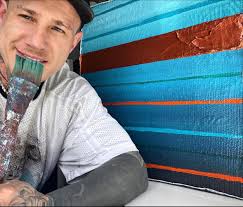 Artist's Latest Acrylic Art Creation with Textures