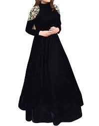 Fatimabi Floor Length Black Velvet Wedding Gown With Skirt Exclusive Design Fatimabi Anarkalikameez Gown Dress Design Gown Party Wear Black Gown Dress