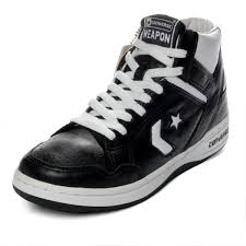 Black And White Chucks Mens Converse Weapon 86 League Hi Leather Black White Overkill Sneaker Archive Converse Weapon Converse Sneakers
