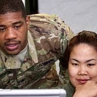 U.S. Rep. Loretta Sanchez, D-Calif., speaks to Soldiers